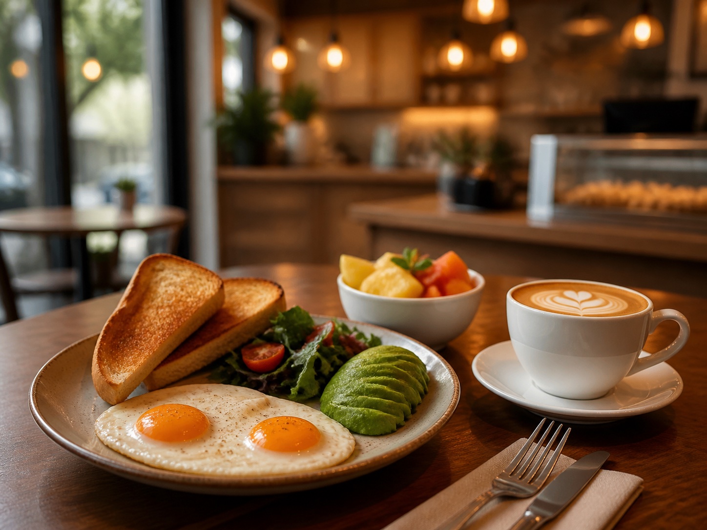 Breakfast and specialty coffee served at Karibu Coffee House